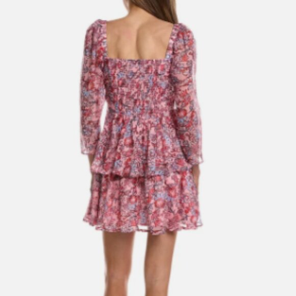 French Connection Tiered Mini Dress in Sea Pink - Picture 2 of 3